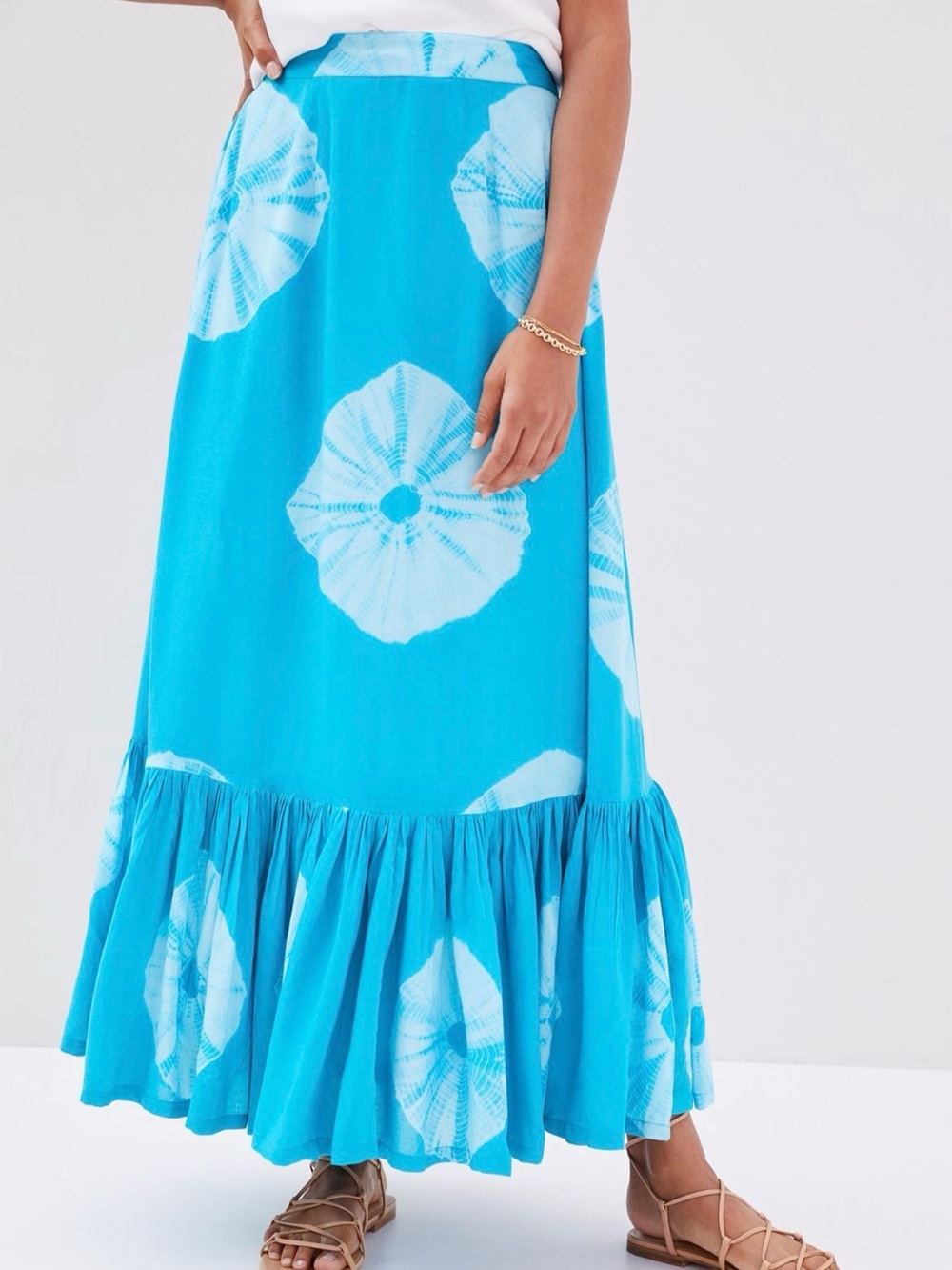 NWT Anthropologie Norblack Norwhite Tie-Dye Tiered Maxi Skirt - Large - $198